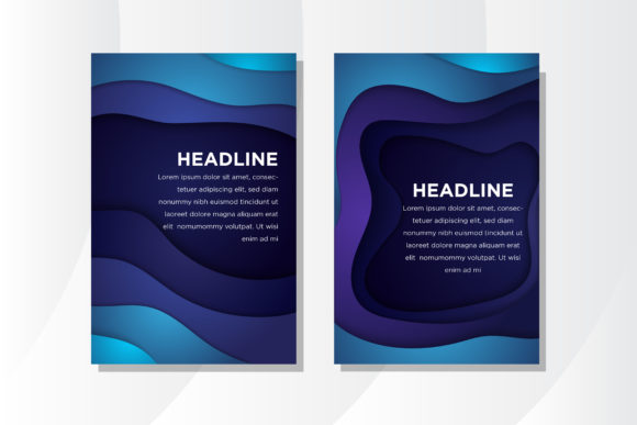 Papercut Blue Liquid Vertical Cover: Abstract 3D Vector Art