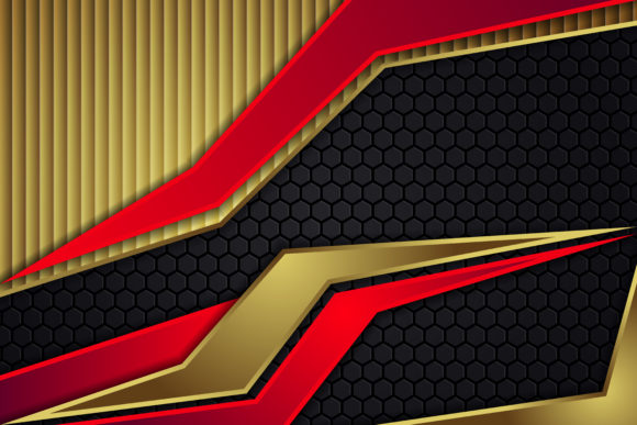Red Gold Black Hexagon Background for Modern Design
