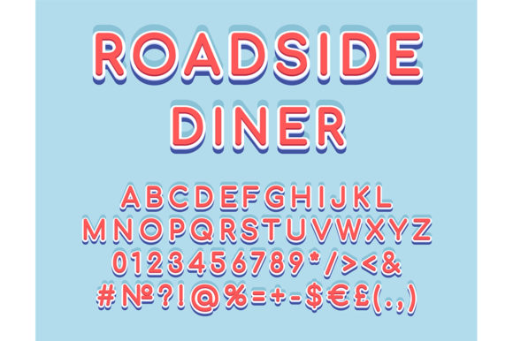 Roadside Diner Header Vintage Alphabet